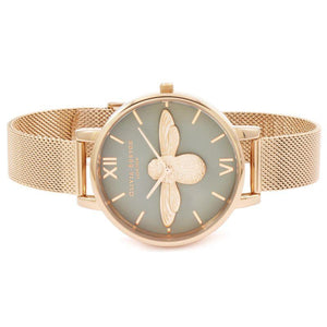 3D Bee Grey & Rose Gold Mesh Watch