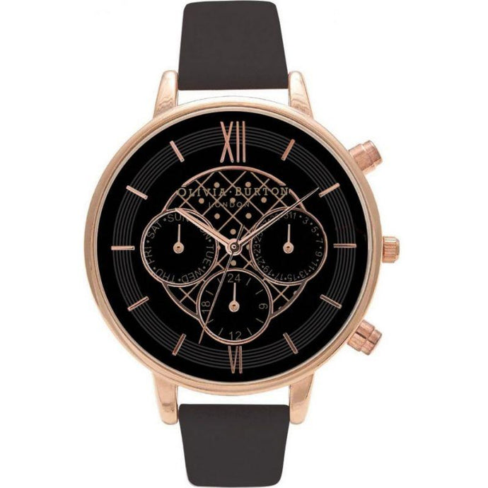 Chrono Detail Black & Rose Gold Watch